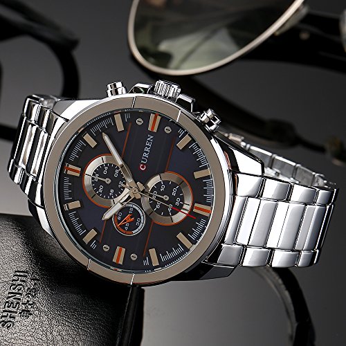 Image of CURREN Original Men's Sports Waterproof Stainless steel band quartz Wrist Watch 8274 (Silver blue)