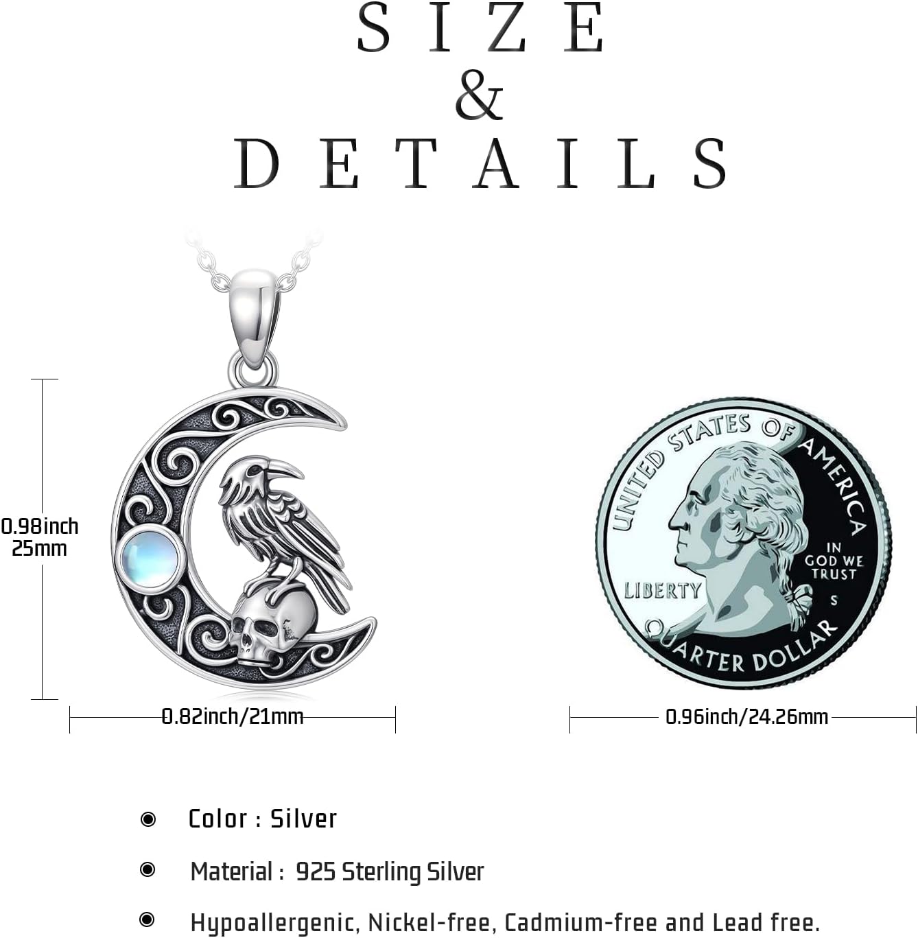 Sterling Silver Halloween Necklace Gothic Jewelry Gifts for Women Men