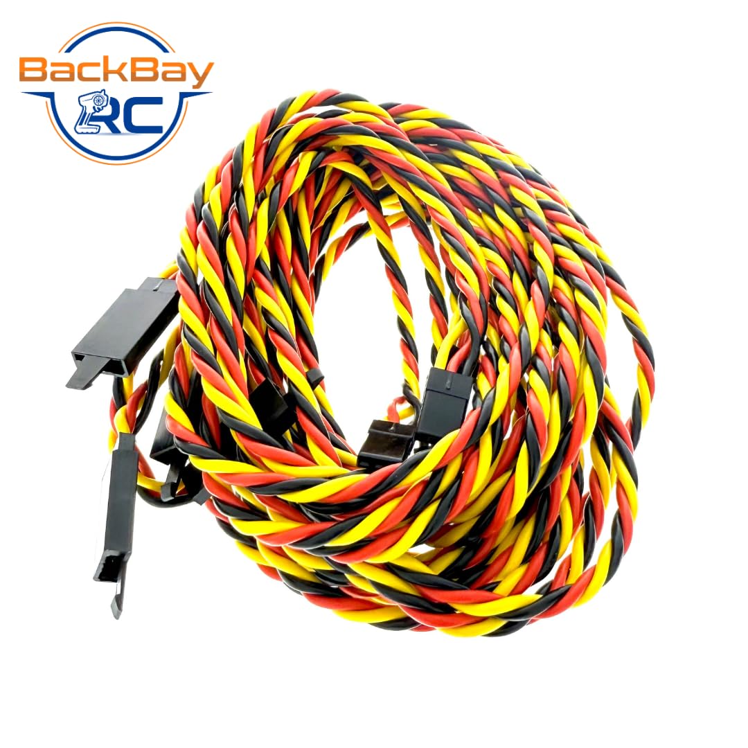 BackBayRC - 48in 20awg Male/Female w/Clip Universal Servo Extension - 5 Pack