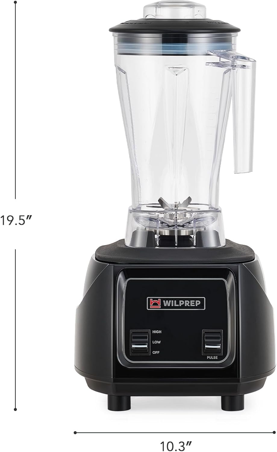 Dimensions of WILPREP Commercial Blender: 19.5 inches tall, 10.3 inches wide