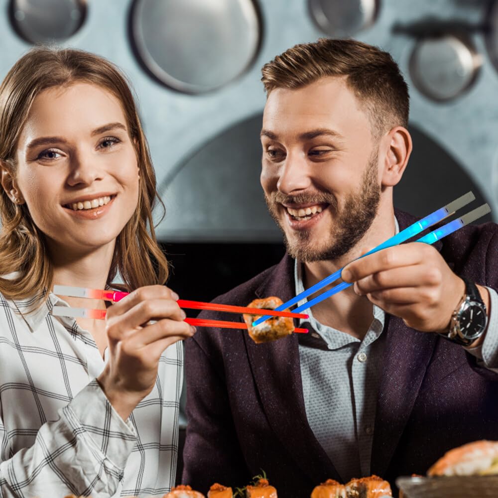Bacchette Luminose LED Riutilizzabili - Rosse E Blu Per Sushi E Feste