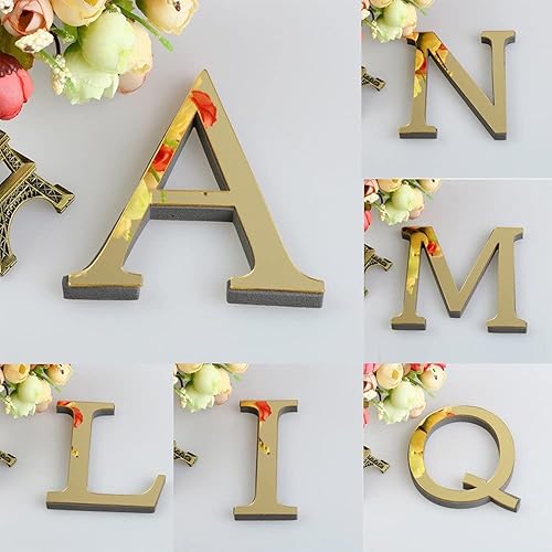 Miniatura 4 de WOHSAO 26 letras DIY 3D acrílico alfabeto espejo pegatinas de pared letras autoadhesivas decoración de pared para el hogar, letrero de arte para