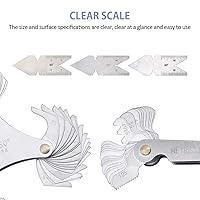 Vista 5 de Juego de 5 herramientas de medición de calibre de paso de rosca, 3 medidores de rosca de acero inoxidable, 3 unidades de calibre central de sistema