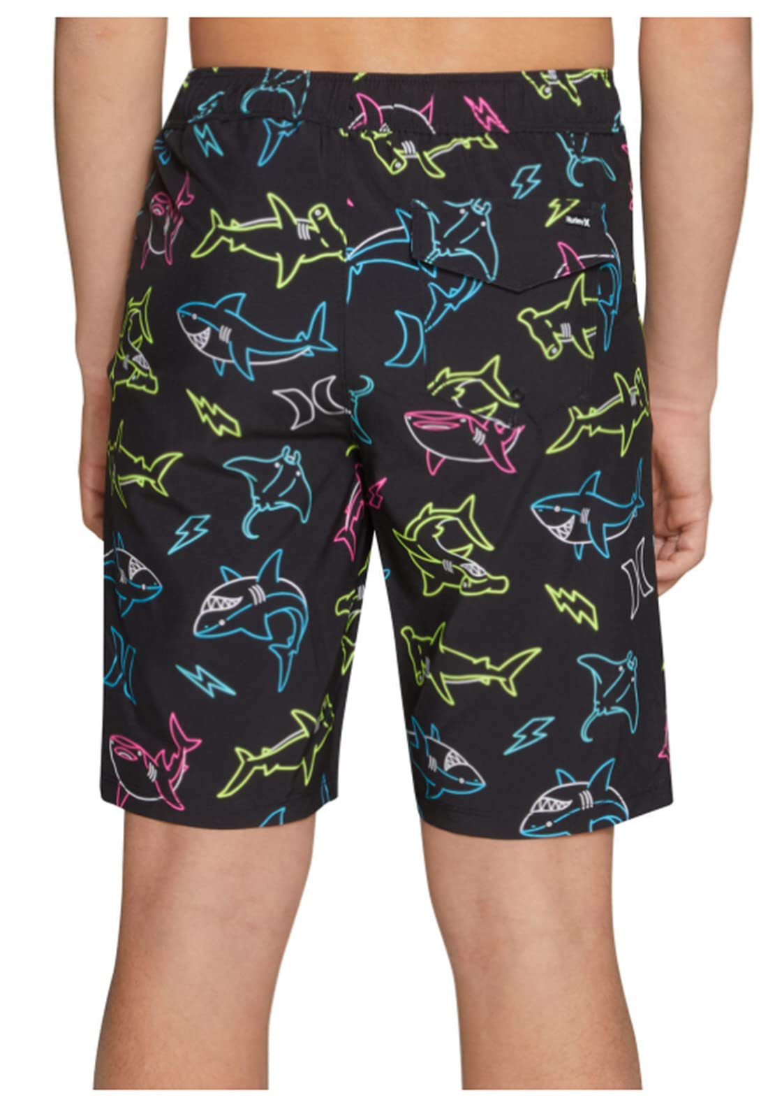 Hurley Boys' Board Shorts, Sharks on Black, Small (7/8)