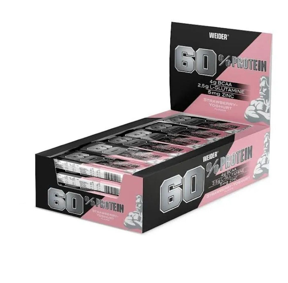 Weider 60% Protein Bar, Strawberry-Yoghurt - 24 x 45g