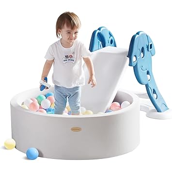 Coolever Foam Ball Pit for Toddlers 1-3, Soft Memory Foam Ball Pit for Babies, Sturdy & Large & Safe & Easy to Clean or Install, Ideal Gift for Baby Infants Indoor and Outdoor Game, Grey Without Ball