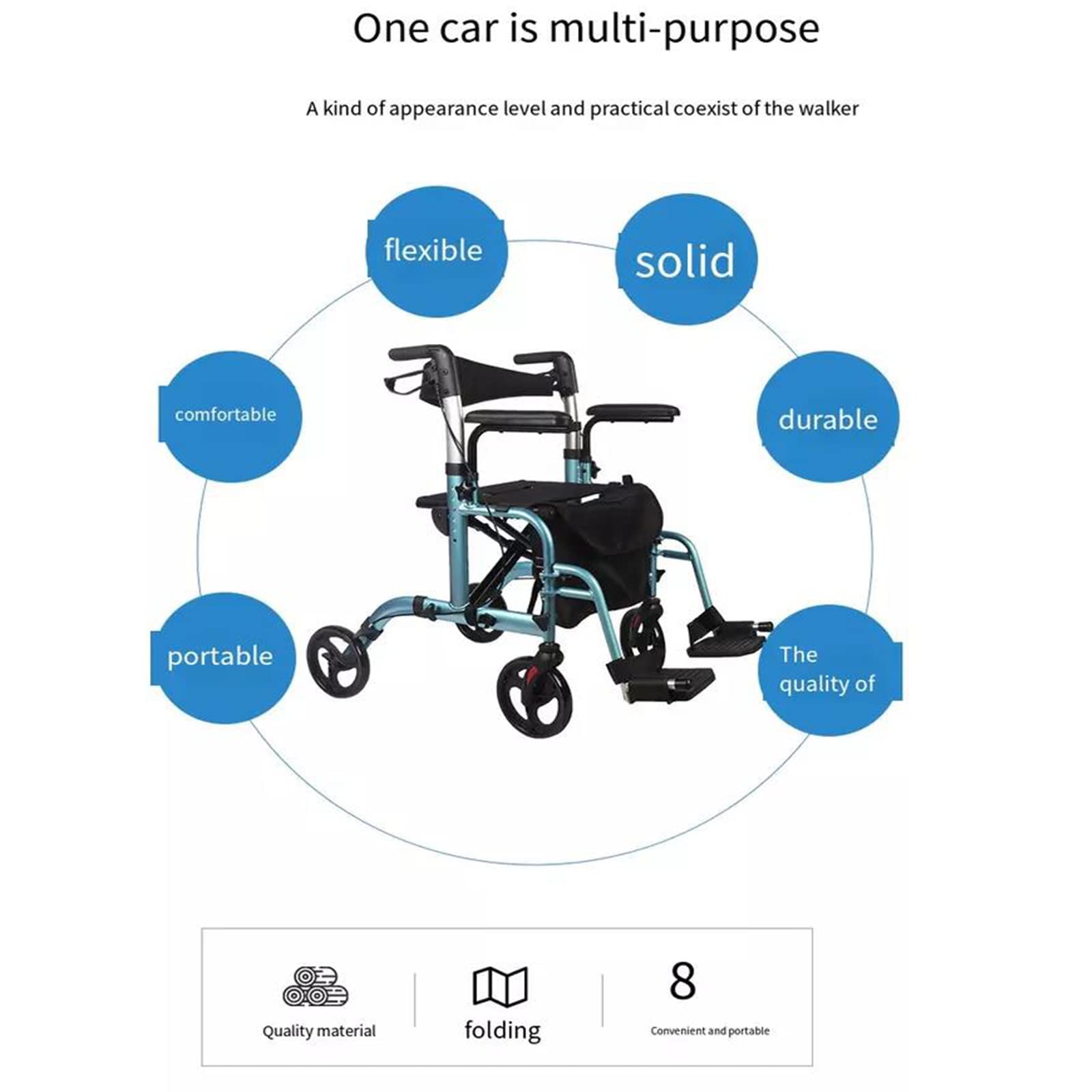 UWYTGF Stand Up Lightweight Foldable Roller,Aluminum Lightweight Fold Walking Frame Rollator Walker for Elderly,Lightweight Mobility Walking Aid with Seat