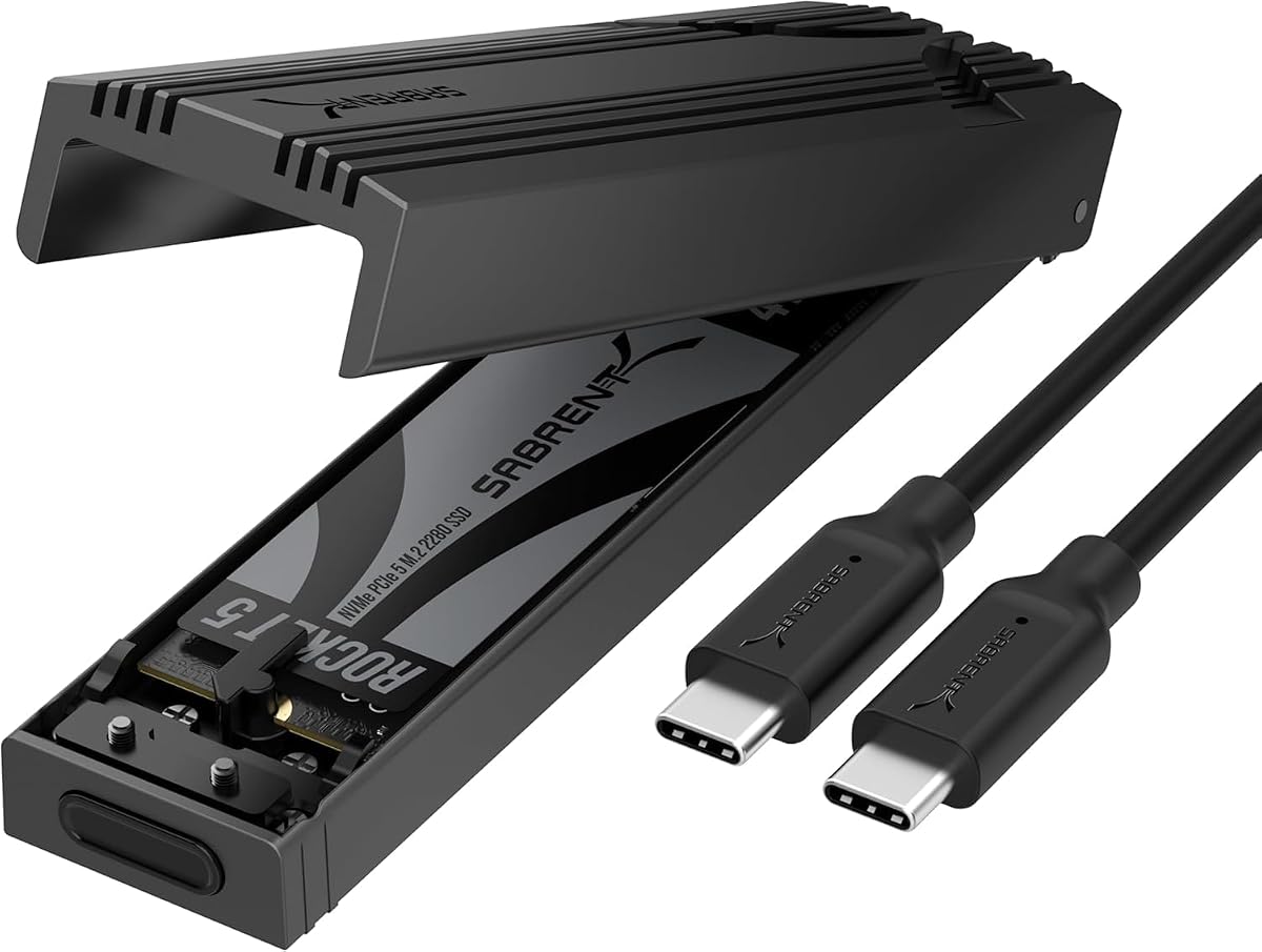 USB-C NVMe Enclosure & Reader, M.2 PCIe SSD, 10Gbps (EC-PNVO) | Tool-free M.2 PCIe case for 2230-2280; USB 3.2 Gen 2 10Gbps; aluminum cooling; external nvme enclosure; m.2 usb adapter