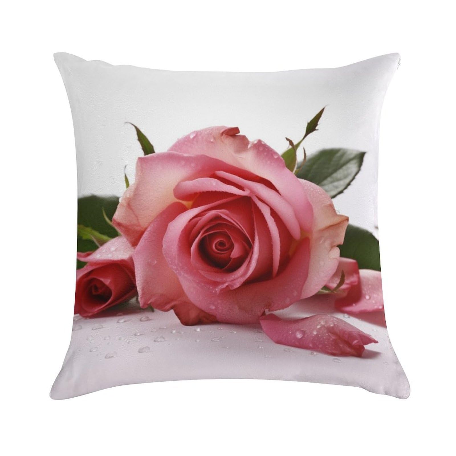 Khauerbc Rose Soft Cozy Throw Pillow Covers Decorative Cushion Covers Plush Boho Farmhouse Pillow Case With Zipper Throw Pillowcase For Bed Sofa Living Room Bedroom