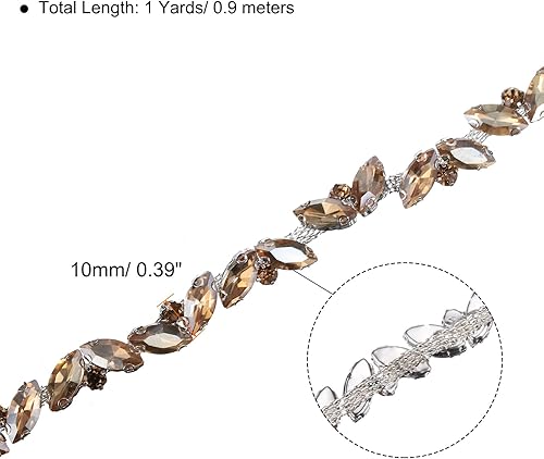 Miniatura 2 de uxcell Borde de cadena de diamantes de imitación de 1 yarda, aplique de cadena de cristal brillante de 0.394 pulgadas para costura, joyas de