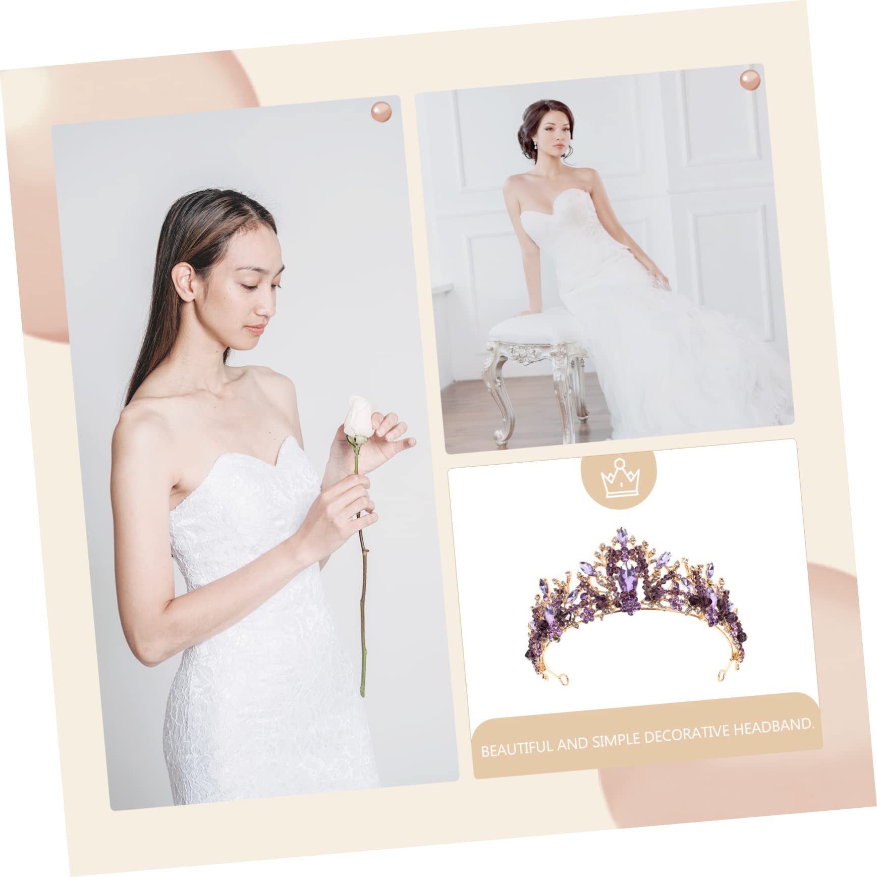 Tiaras de Cristal Violeta para Novia Tocado de Boda Accesorio de Decoración Cabello de Mujer Adecuado para Fiesta Graduación o Cumpleaños