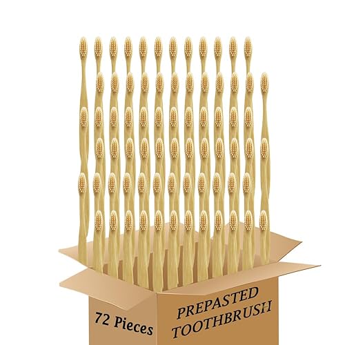 Cepillo de dientes de bambú prepegado, cepillo de dientes desechable de cerdas suaves, cepillo de dientes prepegado, cepillo de dientes desechable