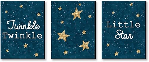 Big Dot of Happiness Twinkle Twinkle Little Star - Arte de pared para cuarto de bebé niño y decoración de habitación de niños, ideas de regalo, 7.5