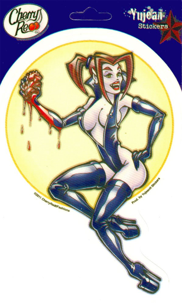 Cherry Redd - Vampire Pinup Vmpire Girl Sticker Decal - 4.5 x 6.5 - Weather Resistant, Long Lasting for Any Surface