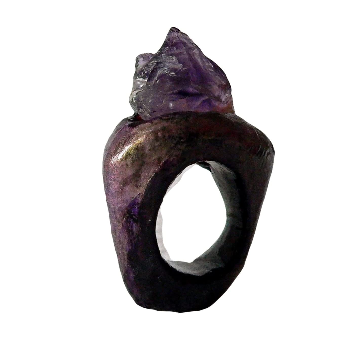 Bague TOTEM améthyste et céramique émaillée taille 72 pour homme - 8