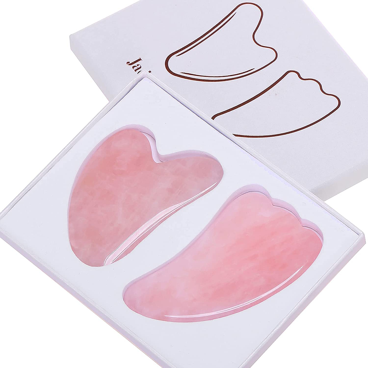 WWD:Face Massager Natural Jade StoneGuasha Board for SPA Acupuncture Trigger Point Treatment Used forFace Body, Wrinkles and Dark Circles Relax Fatigue 100% Natural Jade(2 pcs)