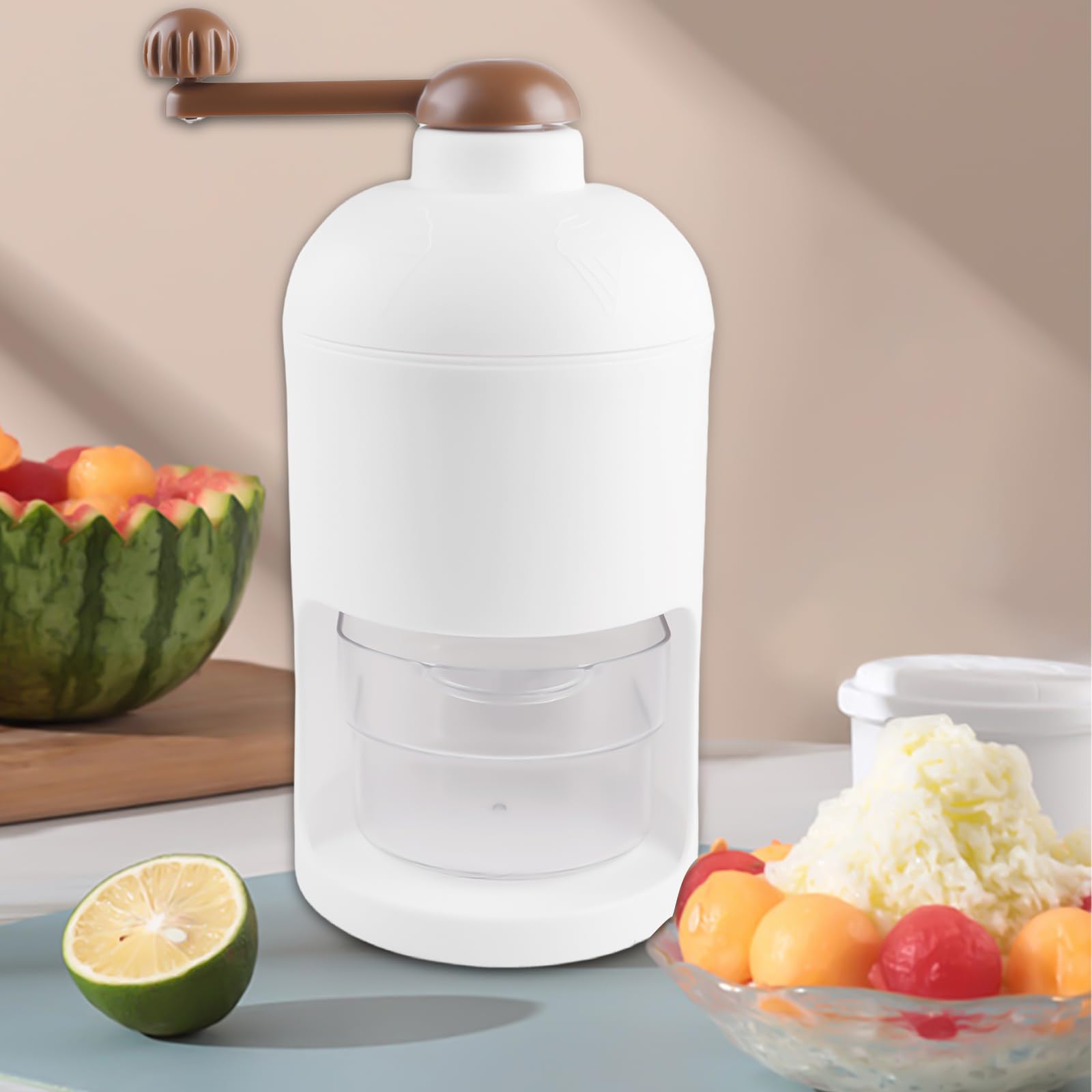 Trituradora de hielo manual, con manivela manual, máquina de granizado y máquina de hielo, trituradora de hielo portátil manual con bandejas de cubitos de hielo, trituradora de hielo para viajes