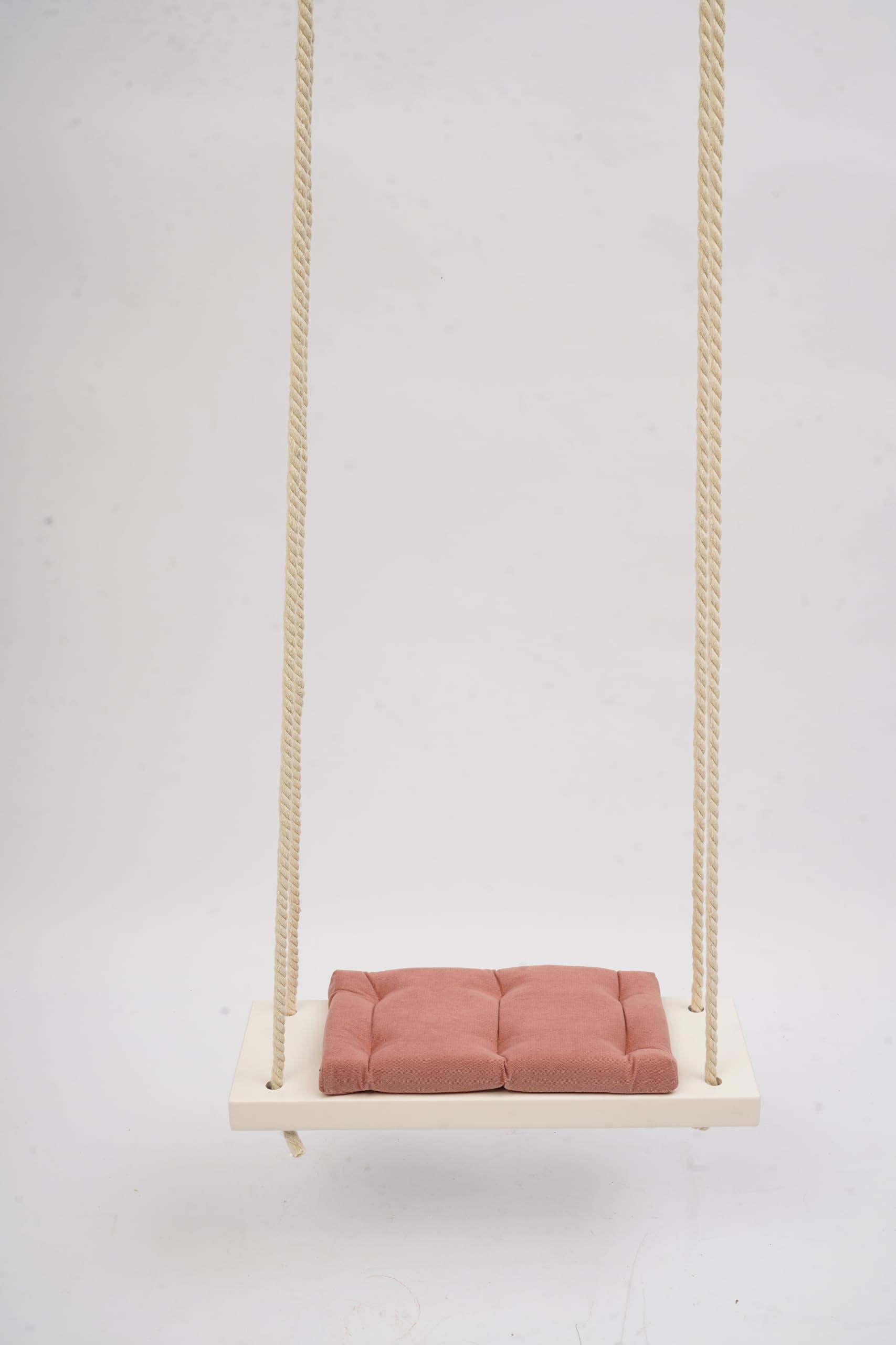 Columpio colgante de madera maciza rosa con acolchado para niños
