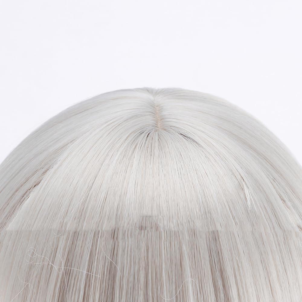Game Cosplay Wig Beige Gray Wigs Long Straight Wig with Bangs Anime Character Costume Wigs
