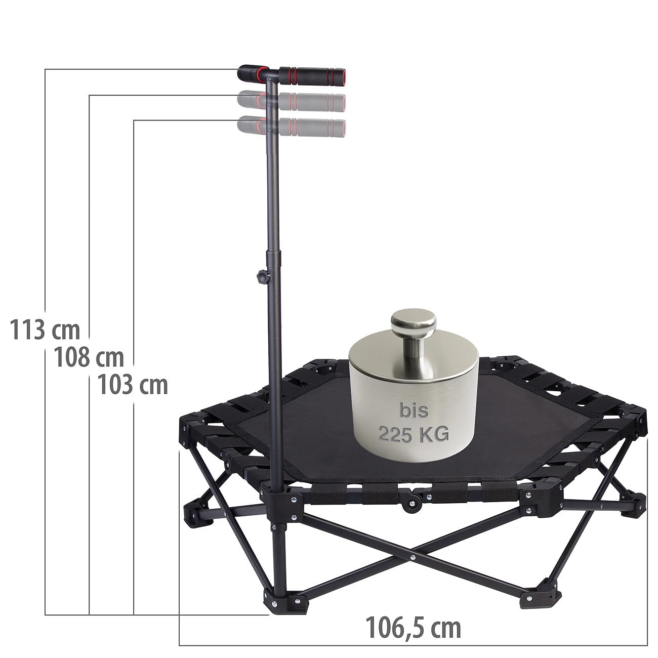 Speeron składana trampolina fitness dla dorosłych z uchwytem, 106,5 cm, czarna