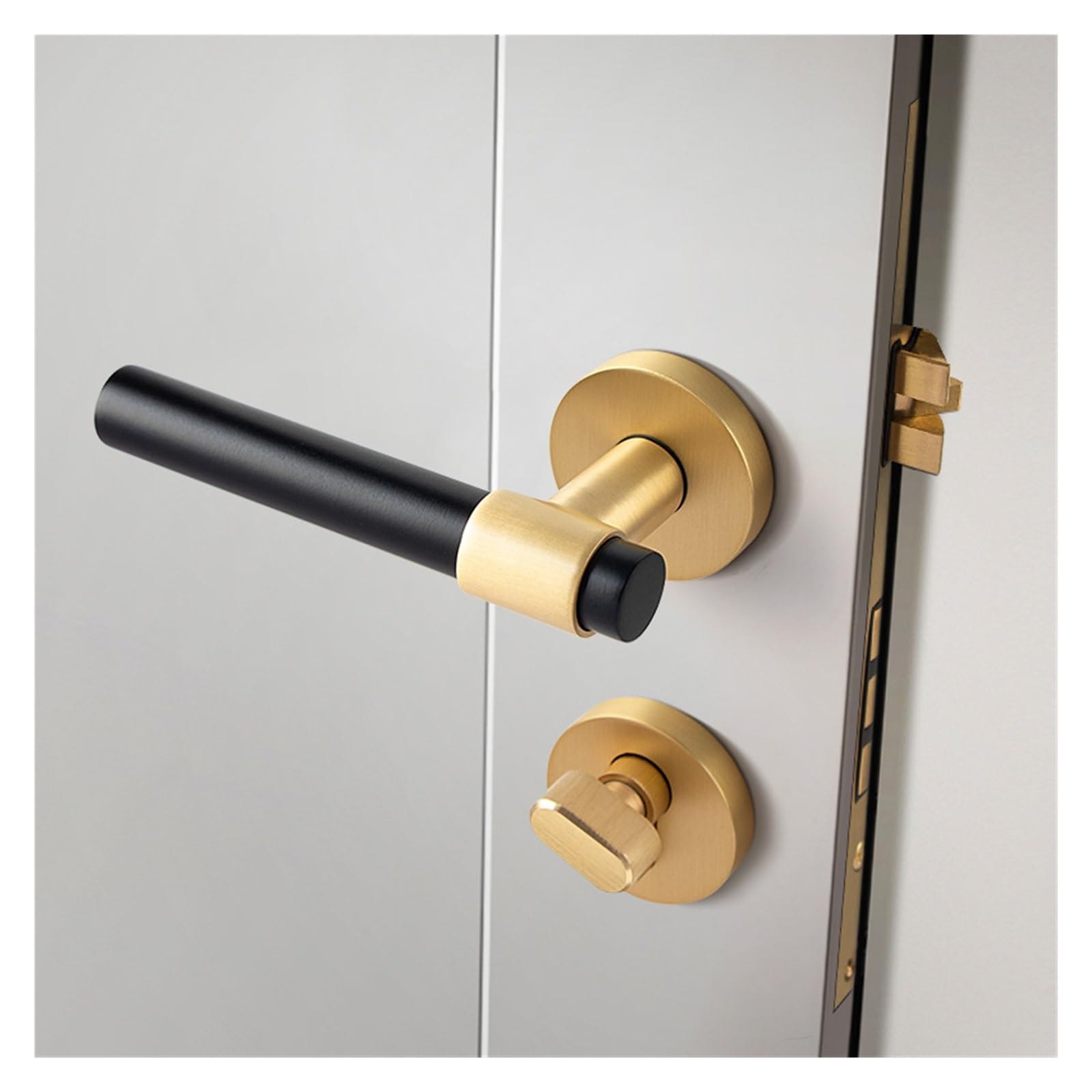 Czysta miedź Amerykański Czarny Zamek Magnetyczny Podzielony Wewnętrzna | Sypialnia Magnetyczny uchwyt do drzwi wewnętrznych(Golden Black Handle Magnetic)