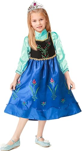 Miniatura 2 de Tacobear 9 piezas Frozen Anna vestido para niñas, disfraz de princesa, capa, accesorios para peluca, Halloween, niña, juego de rol