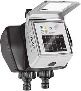 Programador de grifo doble myAquaSolar Claber con panel fotovoltaico
