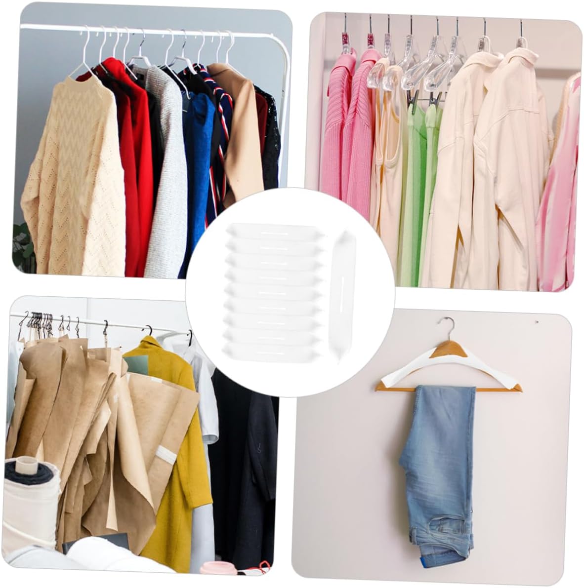 PRETYZOOM 50pcs Skid Sponge Hanger Covers Clothing Protector Soft Non Marking Shoulder Pads for Coats Suits Jackets Easy Install Lightweight White