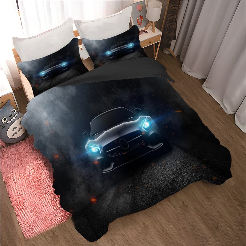 Housse couette 140x200 voiture grise microfibre douce contre plis