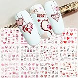 Valentine's Day Nail Art Stickers Heart Nail Art Decals Lips Heart Rose Flower Letters Love Designs
