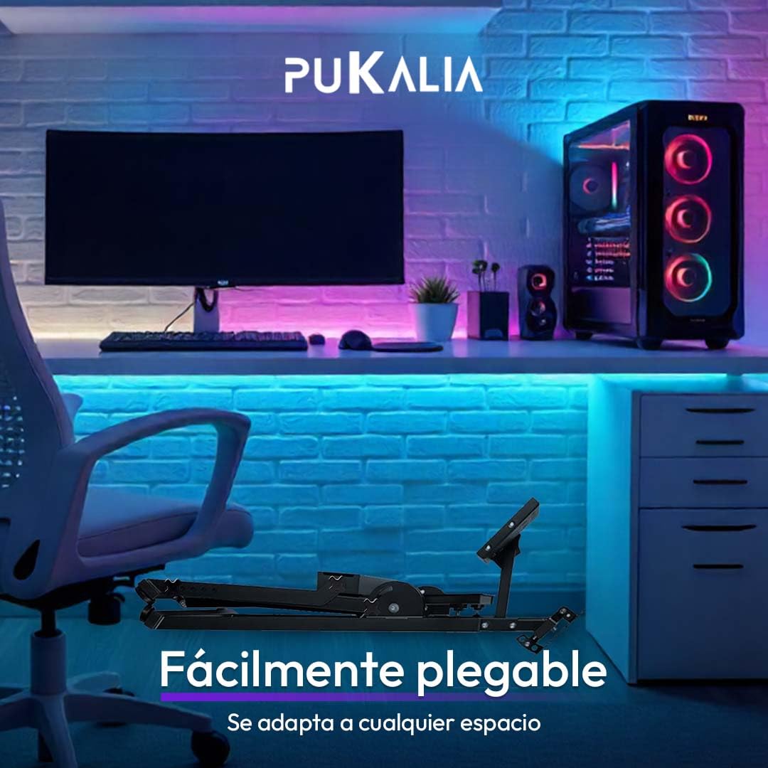 Pukalia Soporte para volante Logitech G29 G920 G923 Plegable, Con soporte caja de cambios y sujeción para Silla Gaming, Thrustmaster T150 T300 TX T500 TH8A, PS4 PS5, Xbox Fanatec Clubsport Cockpit V1