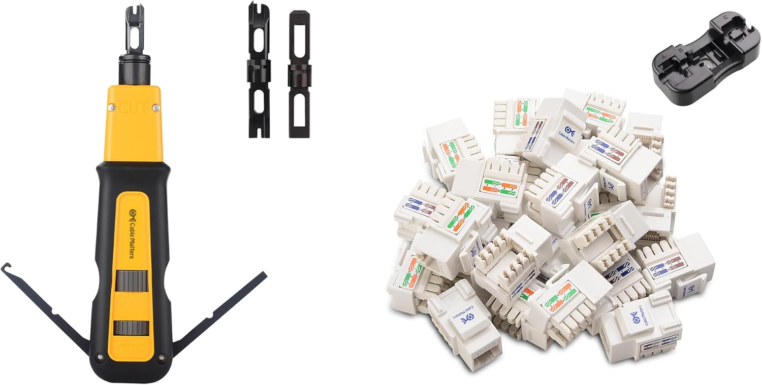 #1 Cable Matters Punch Down Tool #2 Cable Matters [UL Listed] 25-Pack 10Gbps Cat6 Keystone Jacks