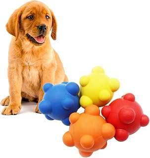 KESYOO 2個 犬用おもちゃ ゴム製の噛み耐えボール 不規則な跳ね返りで 遊びながら 口臭予防できる インタラクティブなペット用品 耐久性のある ランダムカラー