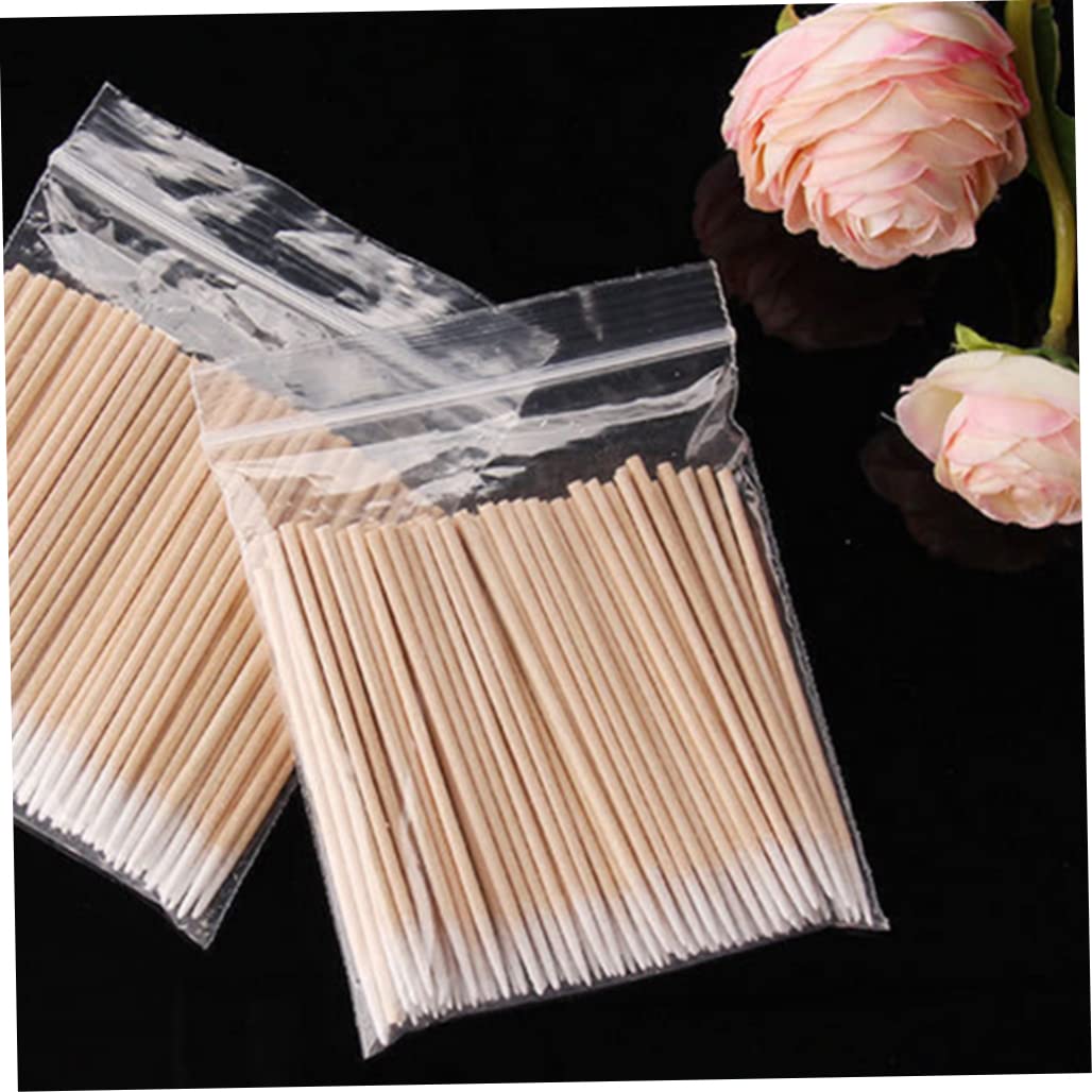 600 stuks wattenstaafjes, puntige wattenstaafjesdispenser, dunne kleine wattenstaafjes, applicators, wattenstaafjes-applicator met precisiepunt met houten staafjes voor wenkbrauwen, beauty, make-up