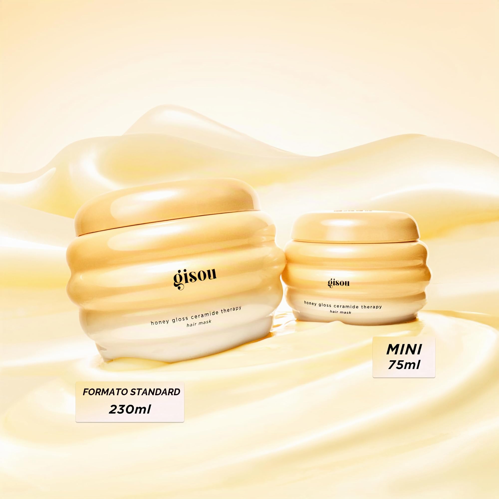 Gisou Maschera Capelli Miele Gloss Con Ceramidi: Riparazione E Idratazione Profonda Con Miele Di Mirsalehi, Ceramidi E Acido Ialuronico, 225 Ml