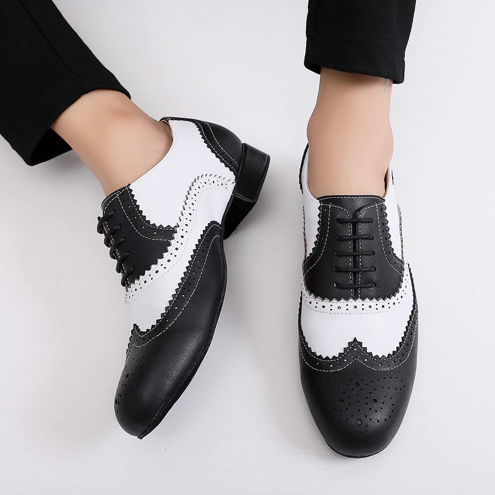 SWDZM Scarpe da Ballo Latino Americano Uomo per Salsa Tango Jazz Partito di Danza Scarpe Tacco Basso,Modello-L147