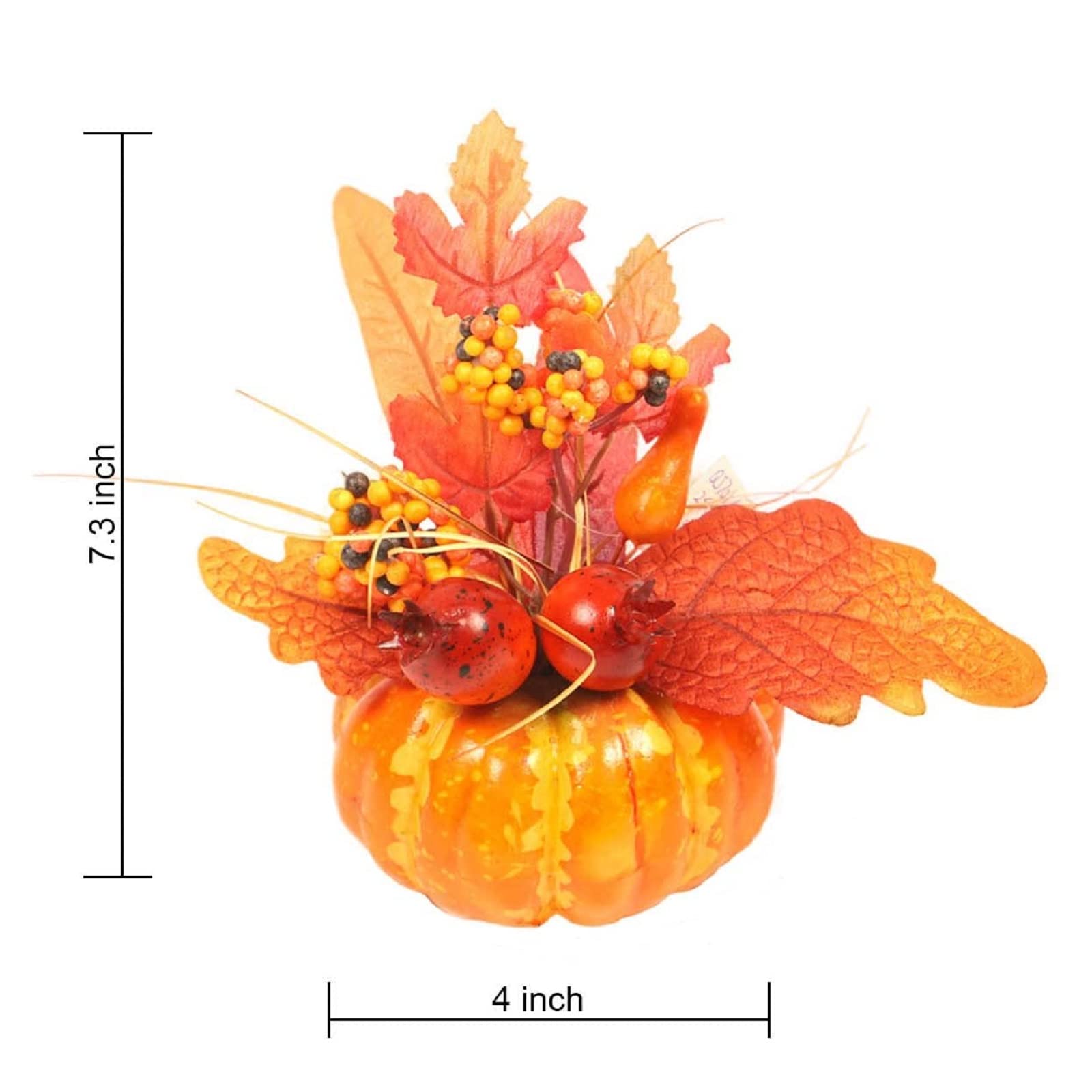 3 Pezzi di zucche Artificiali Set di zucche Artificiali per Decorazioni finte zucche finte con Foglie di Acero Girasoli di Bacche per Il fulcro dell'Autunno di Halloween del Ringraziamento