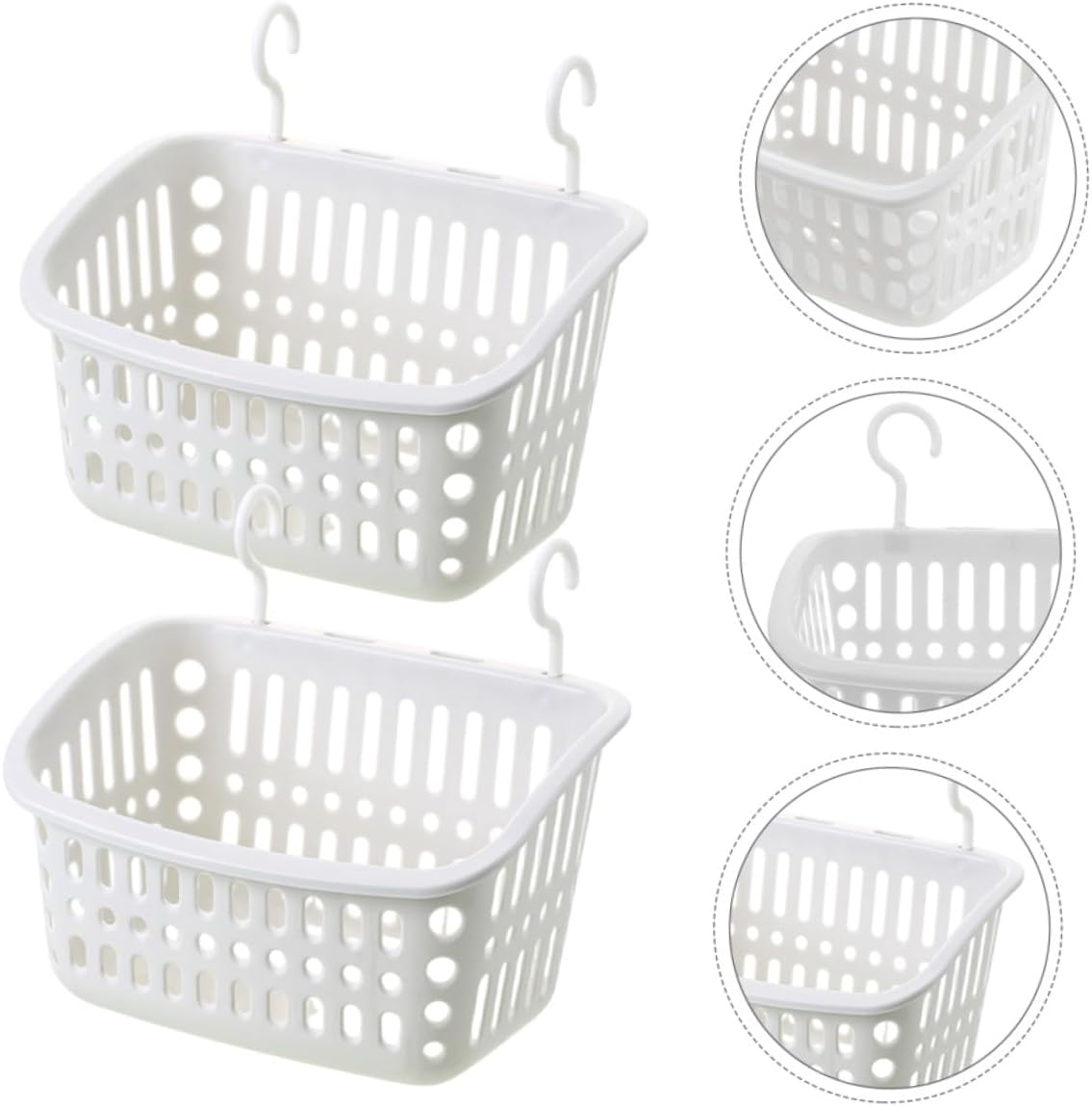 KALLORY 4pcs Small Animal Hammock Bed Hanging Basket for Hamsters and Hedgehogs, Large Rectangular Gray-White Cage Accessory with Hooks, Guinea Pig and Chinchilla Hideout