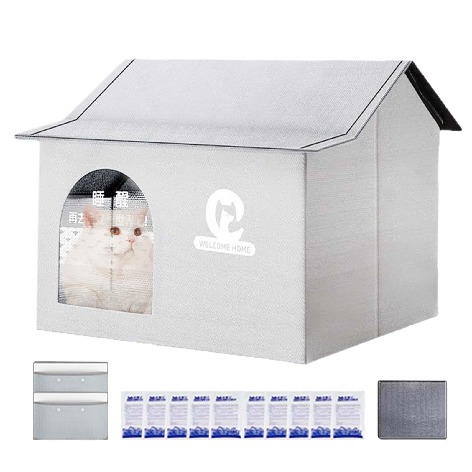 Refugio Refrescante para Gatos Refugio Refrescante De Verano para Gatos | Refugio Plegable Con Bolsas De Hielo, Accesorios Para Mascotas Para Gatitos Y Perros En Hogar, Jardín Y Exterior Todas Las E