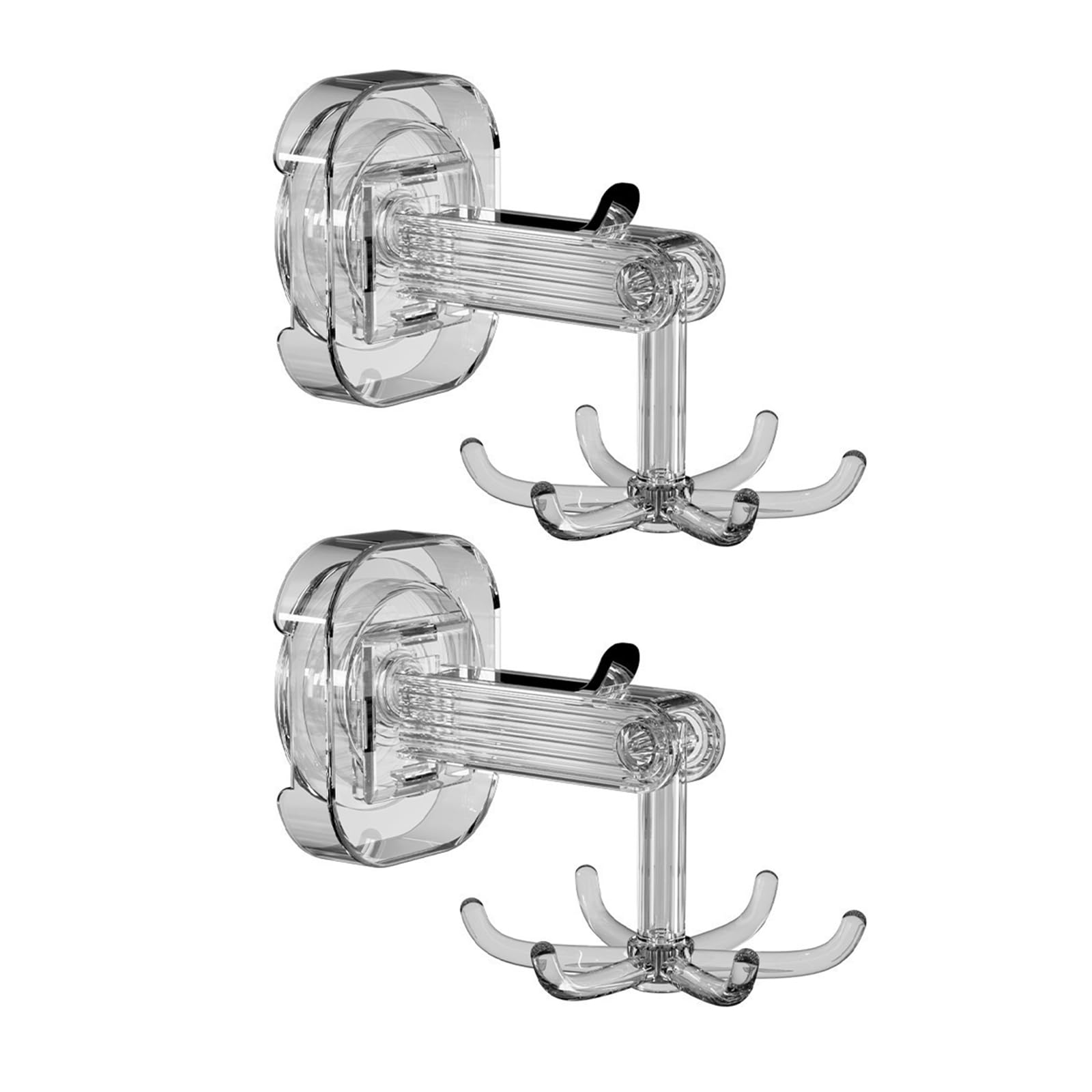 MICFENY 2 Pack Multifunctional 6 Rotating Hook Suction Cups Swivels 360 Degree Hangers Wall Organizers Hanging Storage Rack
