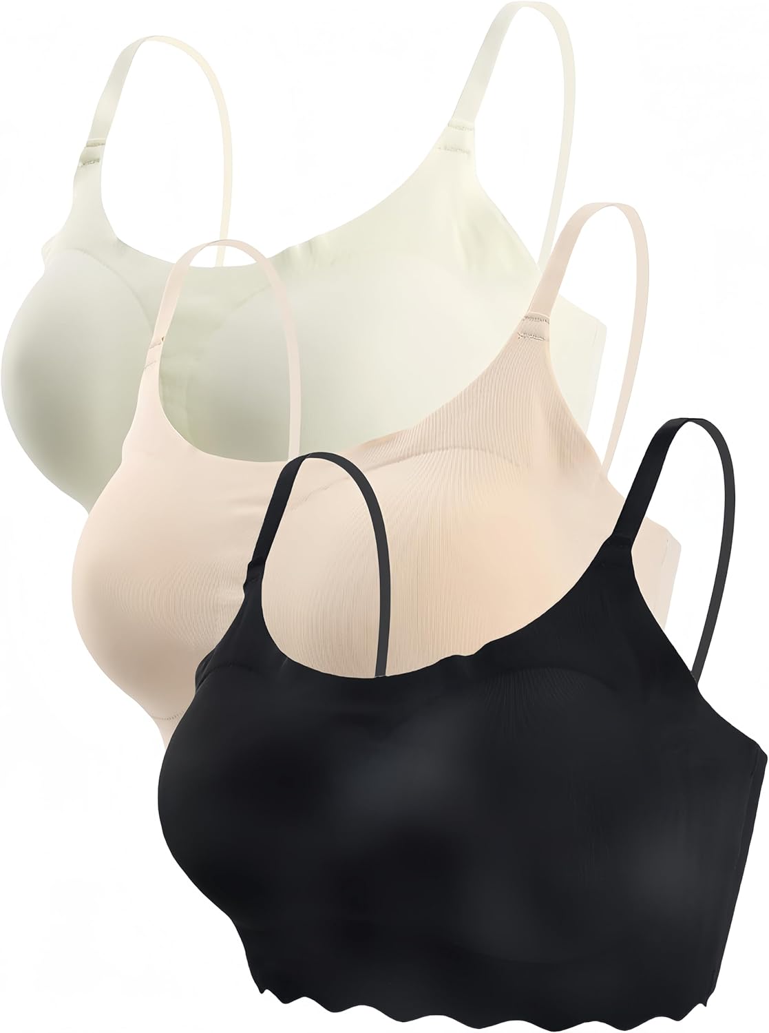 3pcs Set Wireless Bras for Women Padded Breathable Full Coverage Support Women's Bras with Adjustable Straps
