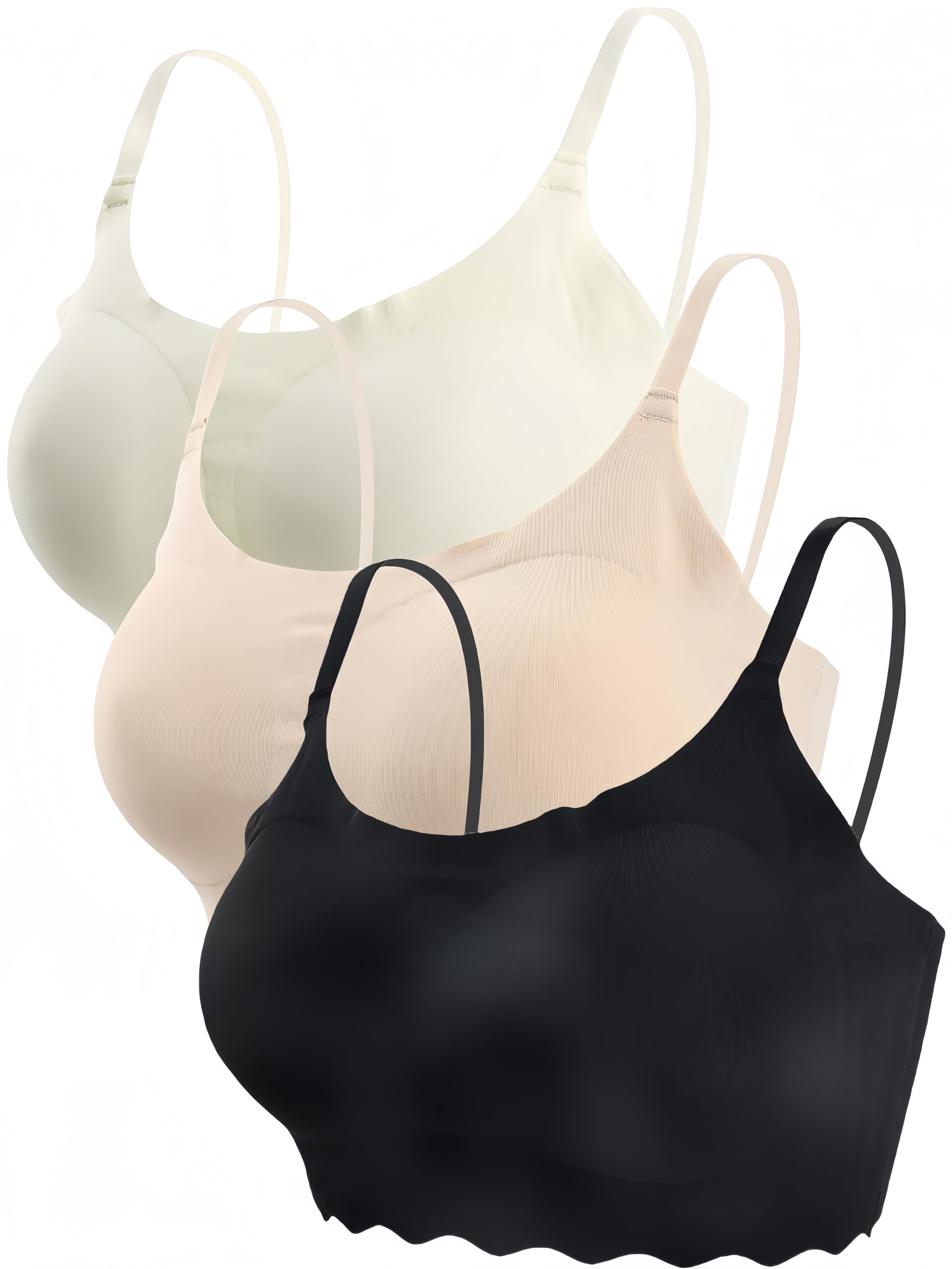 3pcs Set Wireless Bras for Women Padded Breathable Full Coverage Support Womens Bras with Adjustable Straps