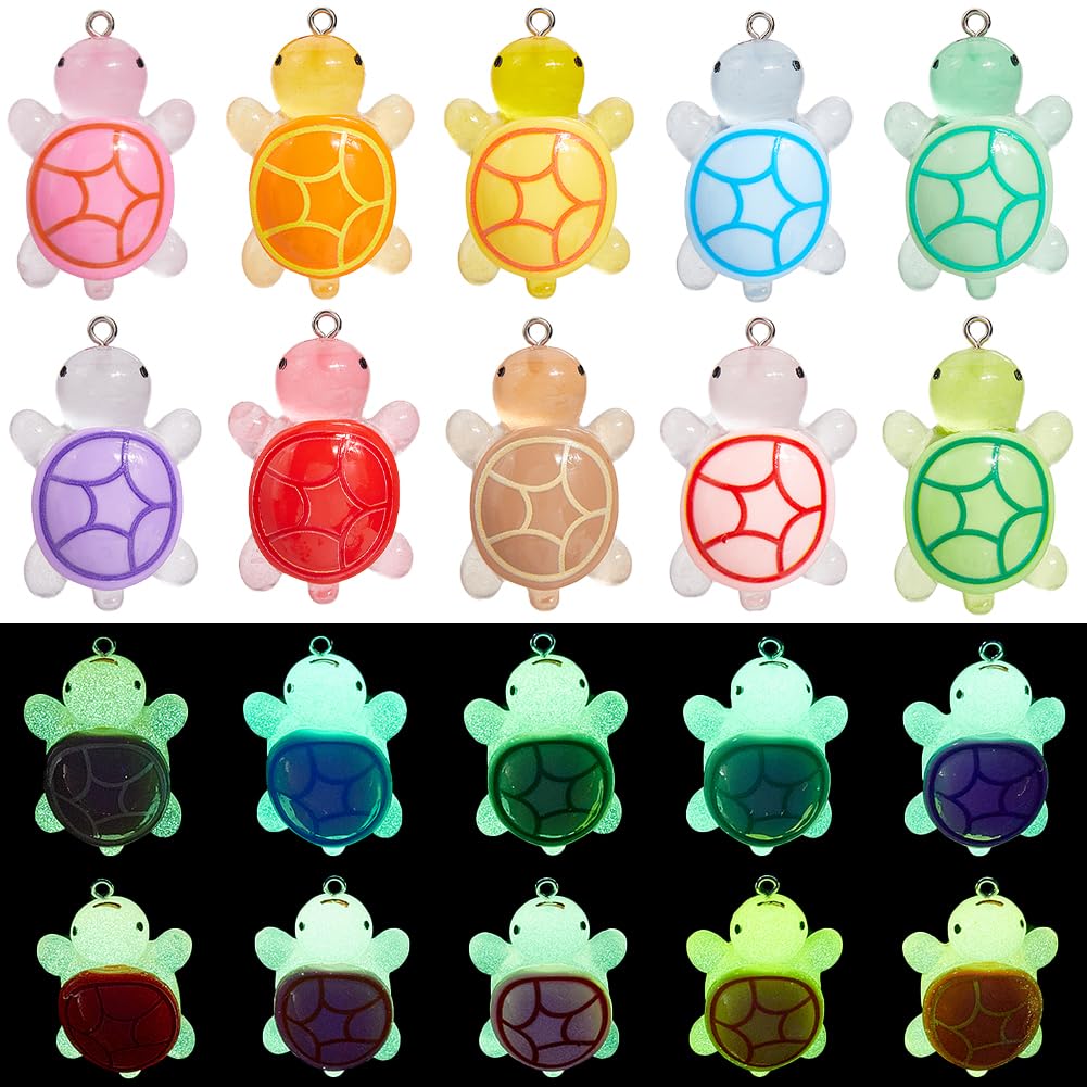 Miniatures de Tortues Phosphorescentes en Résine pour Décoration et Bijoux de Jardin, 20 Pièces