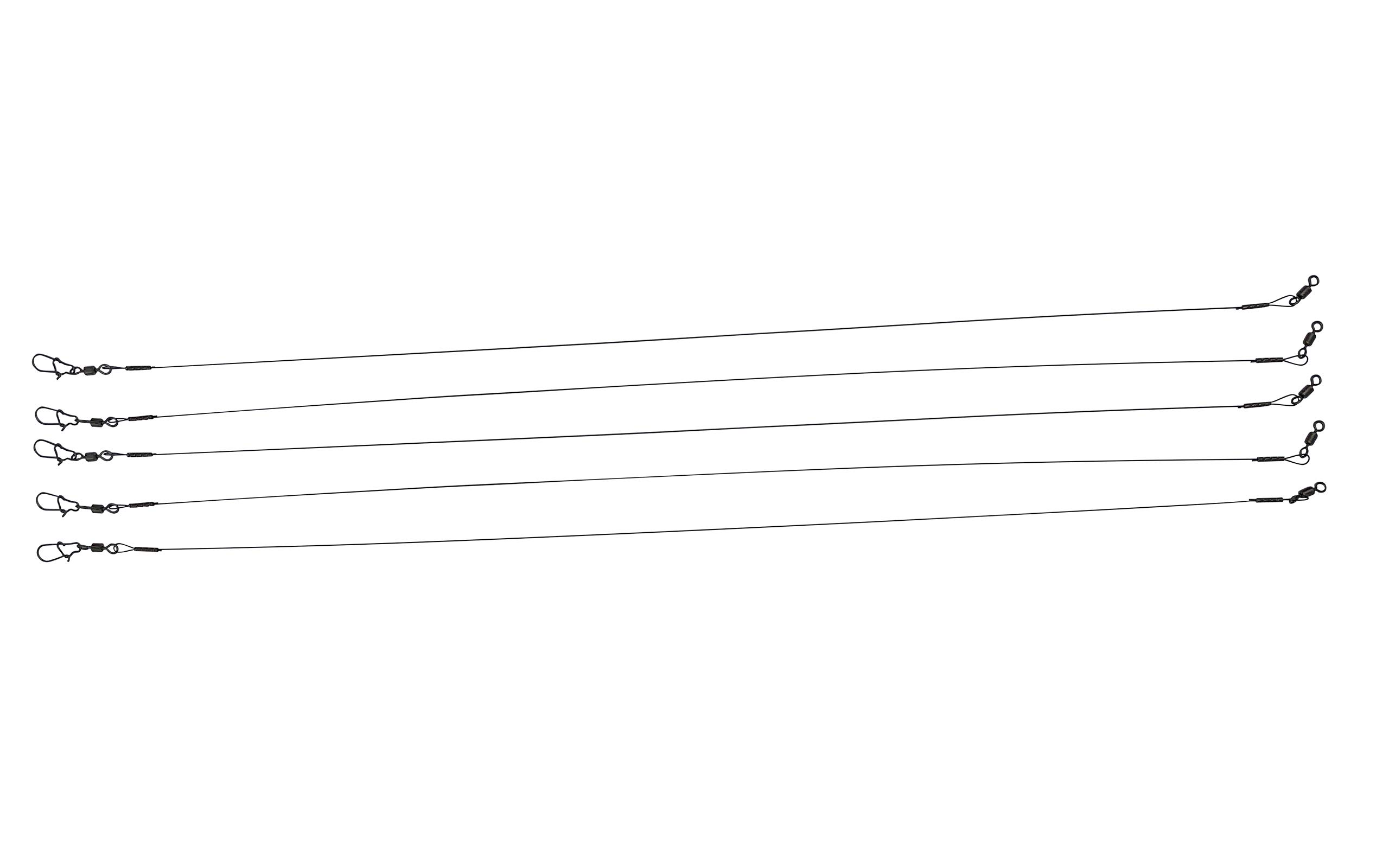 PetrisCatch Lot de 5 bas de ligne en titane avec mousqueton pour brochet, 25 cm/40 cm, 12 kg/20 kg, 1 x 1