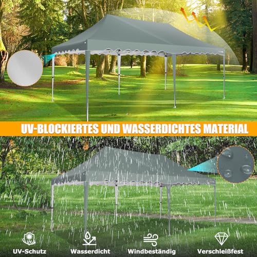 HOTEEL-10×20-Pop-Up-Canopy-Tent-for-Parties-Outdoor-Canopy-Tent-Waterproof-Easy-Setup-Tent-Heavy-Duty-with-Church-Windows-Sandbags-Rolling-Bag-for-Party-Backyard-Wedding-Event-Grey-Green HOTEEL 10×20 Pop Up Canopy Tent for Parties Outdoor Canopy Tent Waterproof Easy Setup Tent Heavy Duty with Church Windows Sandbags Rolling Bag for Party Backyard Wedding Event Grey Green