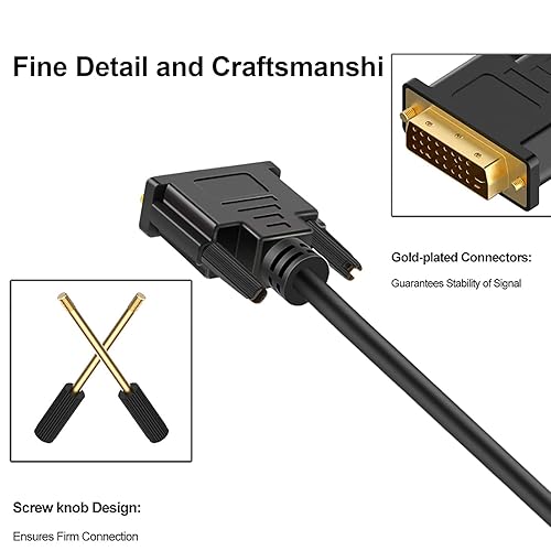 Miniatura 6 de Cable DVI a DVI de 6 pies DVI-D a DVI-D (24+1), cable de doble enlace para computadora portátil, escritorio, DVD, juegos, Monitr, HDTV, proyector y