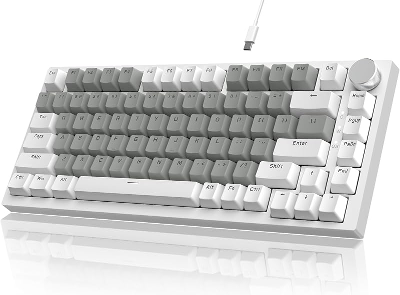YINDIAO Ajazz AK820 Mechanikus Gamer Billentyűzet, 75% ANSI Elrendezés, Cserélhető Red Switch, Hangerőszabályzó Gombbal, PC/Mac Kompatibilis