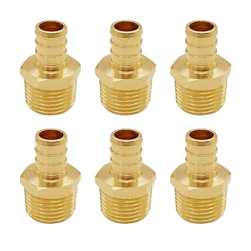 6 Pack Barb Crimp Pex 1/2" x 1/2" Male NPT