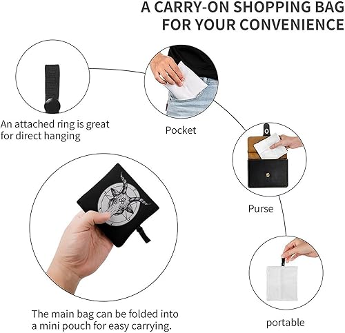 Miniatura 4 de Baphomet Satanic Goat Head Reusable Grocery Bags Foldable Shopping Bag Lightweight Storage Tote Bags with Handles