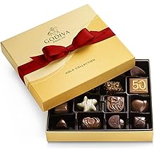 Godiva Chocolatier Holiday Gift Box with Red Ribbon &ndash; 19 Piece Assorted Milk, White and Dark Chocolate with Gourmet Fillings - Special Gold Ballotin Gift for Chocolate Lovers